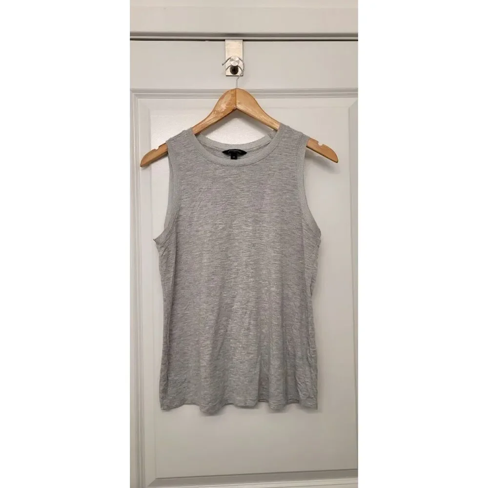 Banana Republic Sparkle Trim Tank Top Gray Viscose Sleeveless Blouse Womens M